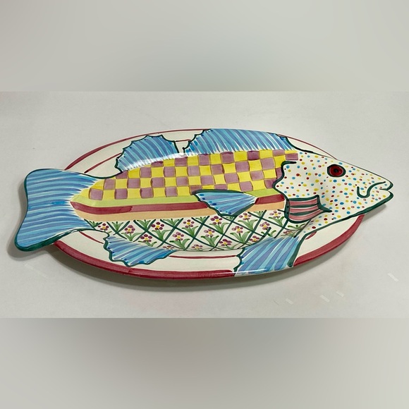 Mackenzie-Childs Large 18.5" Fish Story Platter/Wall Hanging 2008 Rare w/Sticker - Picture 2 of 13